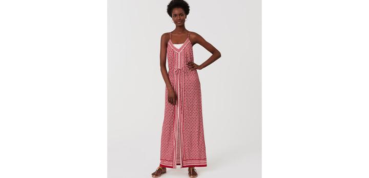 Loft Beach Floral Border Racerback Maxi Dress