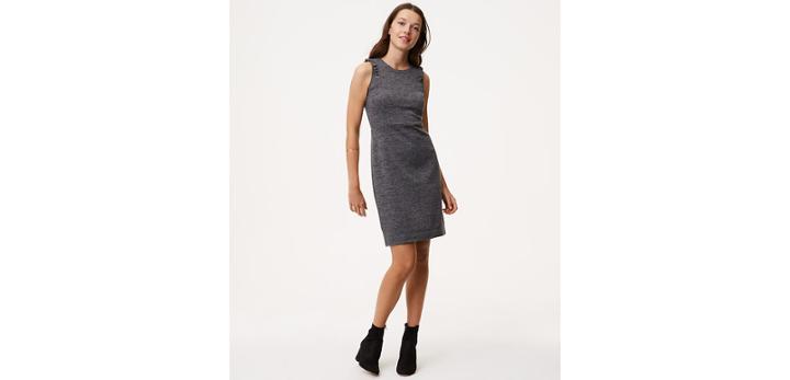 Loft Ruffled Herringbone Sheath Dress