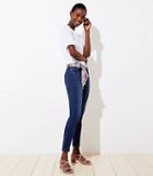 Loft Zebra Tie Waist Skinny Jeans In Staple Dark Indigo Wash