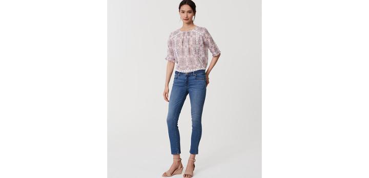 Loft Curvy Skinny Crop Jeans In Bright Mid Indigo Wash