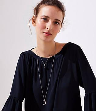 Loft Layered Oval Pendant Necklace