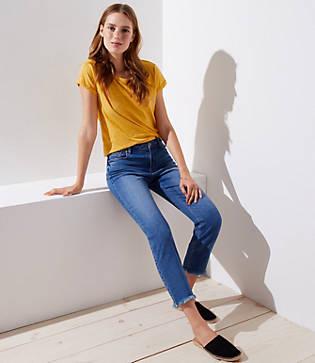 Loft The Crop Destructed Jeans In Destructed Light Wash