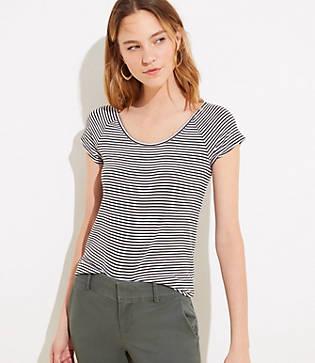Loft Striped Ribbed Raglan Tee