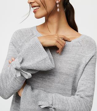 Loft Shimmer Tie Cuff Sweater