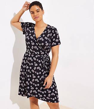 Loft Plus Vine Knit Wrap Dress