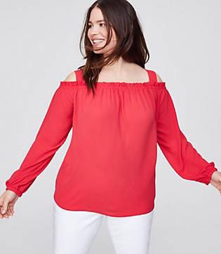 Loft Plus Mixed Media Off The Shoulder Top
