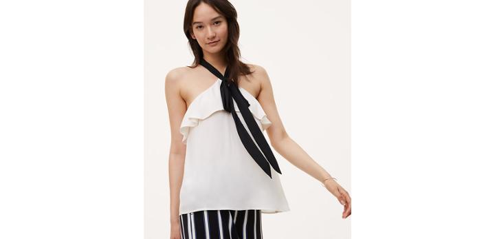 Loft Tie Flounce Halter Top