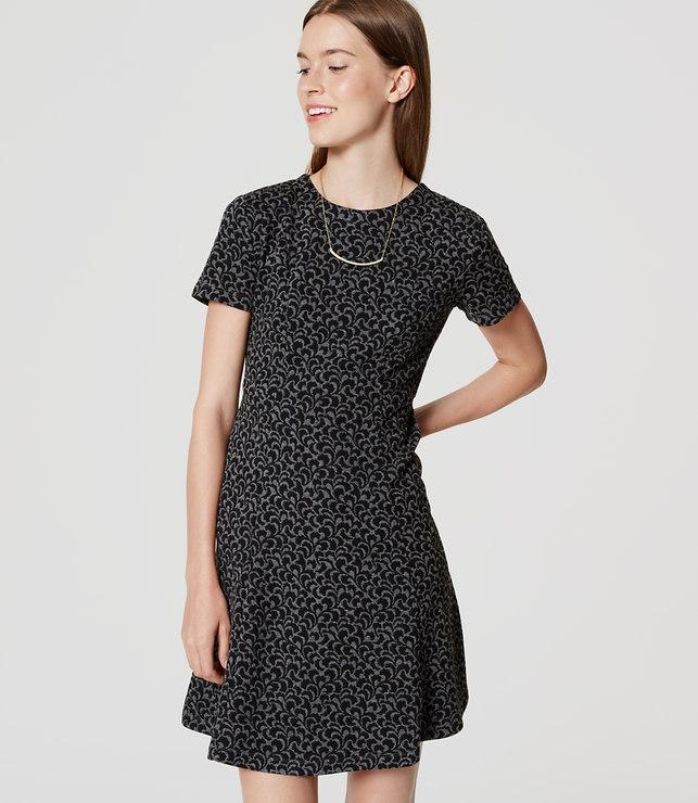 Loft Ivy Jacquard Flare Dress