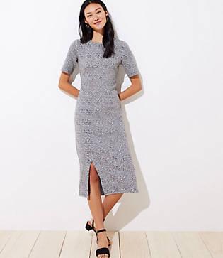 Loft Leopard Jacquard Midi Dress