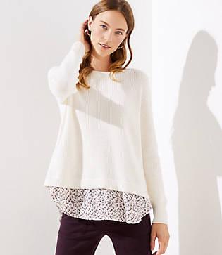 Loft Meadow Split Back Mixed Media Sweater