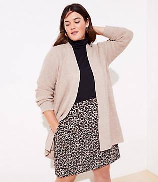 Loft Plus Ribbed Open Cardigan