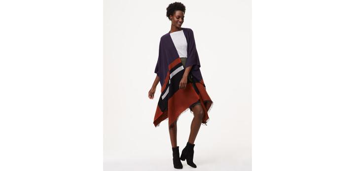 Loft Striped Poncho Wrap