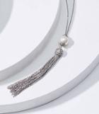 Loft Pearlized Crystal Tassel Necklace