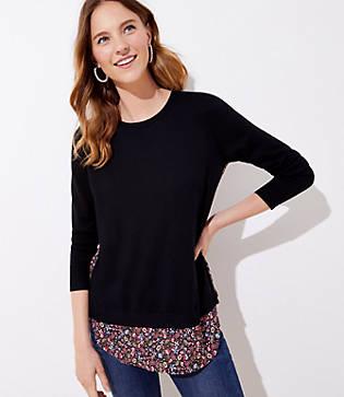 Loft Vine Mixed Media Shirttail Sweater