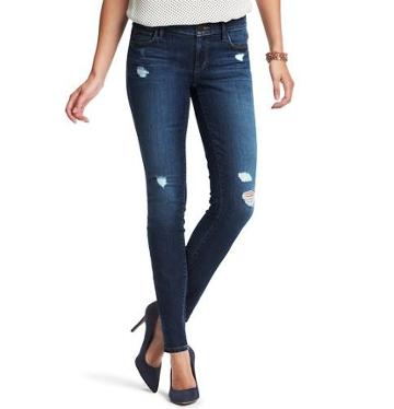 Loft Distressed Super Skinny Jeans In Venice Blue Wash