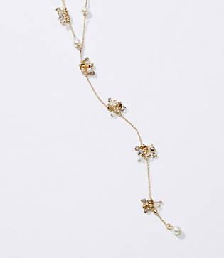 Loft Pearlized Flower Y Necklace