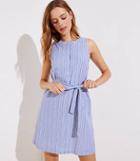 Loft Striped Tie Waist Henley Dress