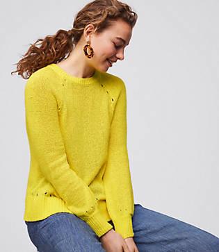 Loft Pointelle Blouson Sleeve Sweater