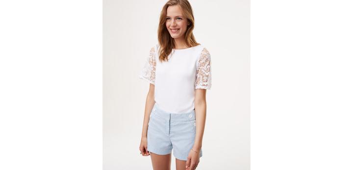 Loft Seersucker Sailor Riviera Shorts With 4 Inch Inseam