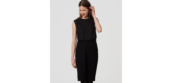 Loft Diamond Dot Mixed Media Dress
