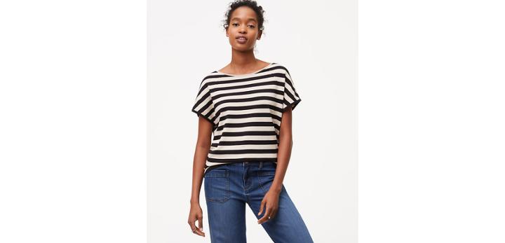 Loft Ss Raglan Wedge Po - Stripe