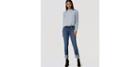 Loft Modern Frayed Cuff Straight Leg Jeans In Medium Blue Wash
