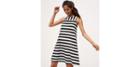Loft Sl Stripe Ponte Flounce Dress