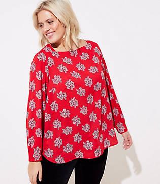 Loft Plus Bouquet Square Neck Blouse