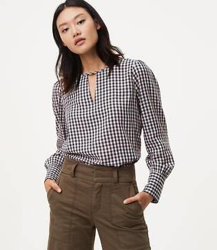 Loft Gingham Choker Blouse