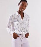 Loft Floral Sprig Tie Front Utility Blouse