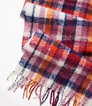 Loft Multicolored Plaid Boucle Scarf