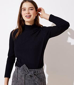 Loft Ribbed Turtleneck Top