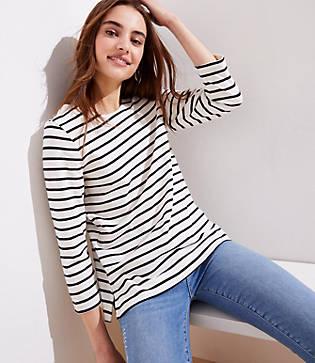 Loft Striped Crossover V Back Tee