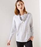Loft Striped Drawstring Cowl Neck Top