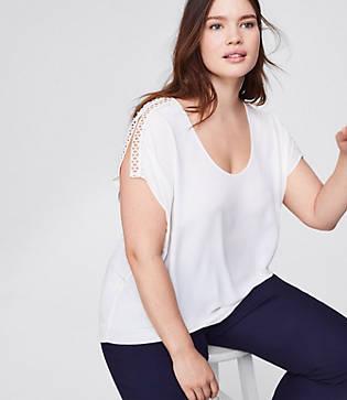 Loft Plus Lacy Mixed Media Tee