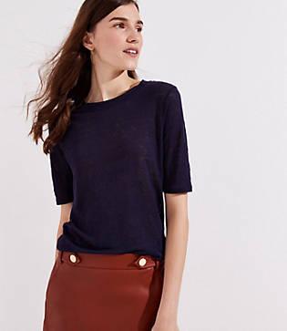 Loft Linen Seamed Back Tee