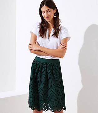 Loft Eyelet A-line Skirt