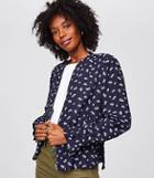 Loft Floral Ruffle Bomber Jacket
