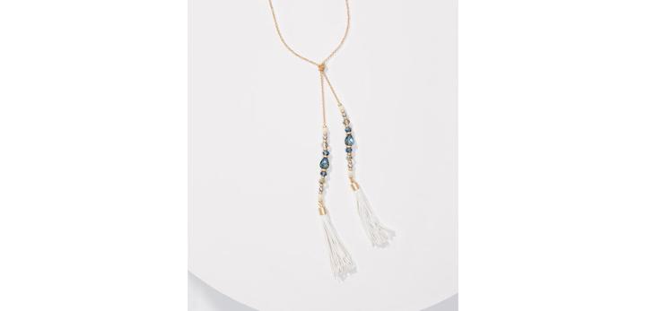 Loft Pearlized Double Tassel Necklace