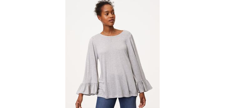 Loft Shimmer Ruffle Bell Sleeve Tee
