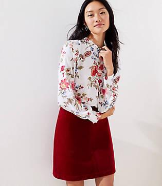 Loft Butterfly Reversible Ruffle Neck Blouse