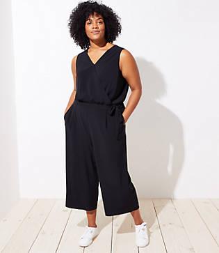 Loft Plus Cropped Wrap Jumpsuit