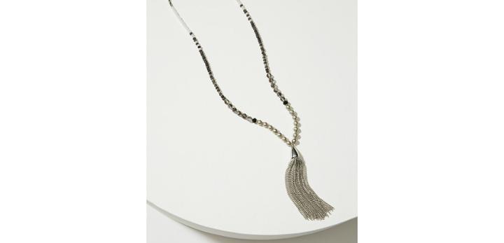 Loft Mixed Bead Tassel Necklace