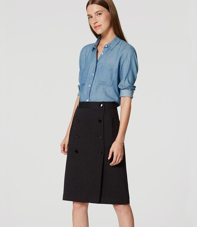 Loft Button Front Skirt