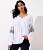Loft Embroidered V-neck Blouse