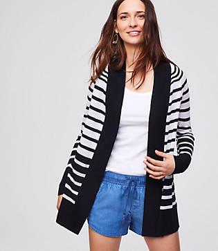 Loft Shadow Stripe Sheer Open Cardigan