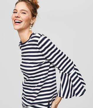 Loft Striped Bell Cuff Top