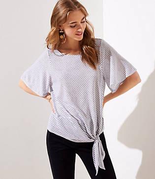 Loft Striped Drapey Tie Top