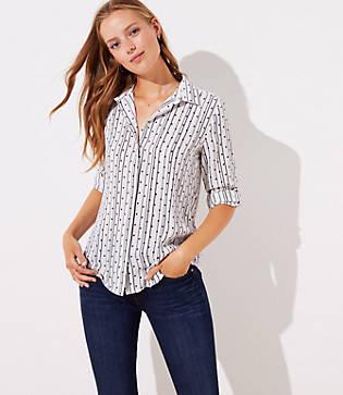 Loft Dot Stripe Utility Blouse