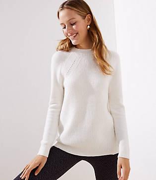 Loft Mixed Ribbed Mock Neck Sweater